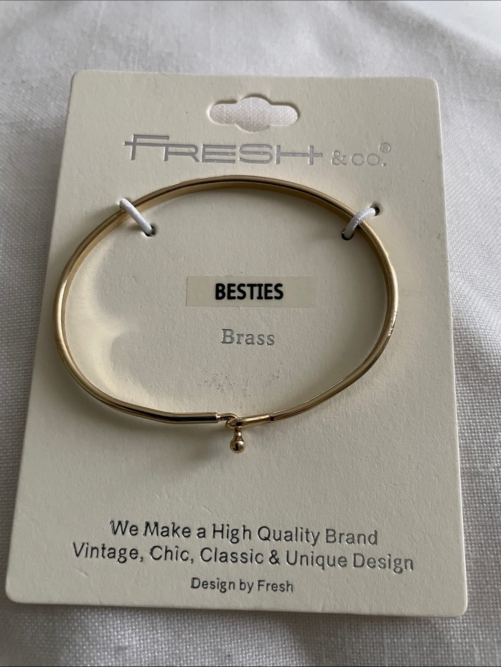Fresh & Co.Gold BESTIES Brass Hinged Bangle Bracelet NEW